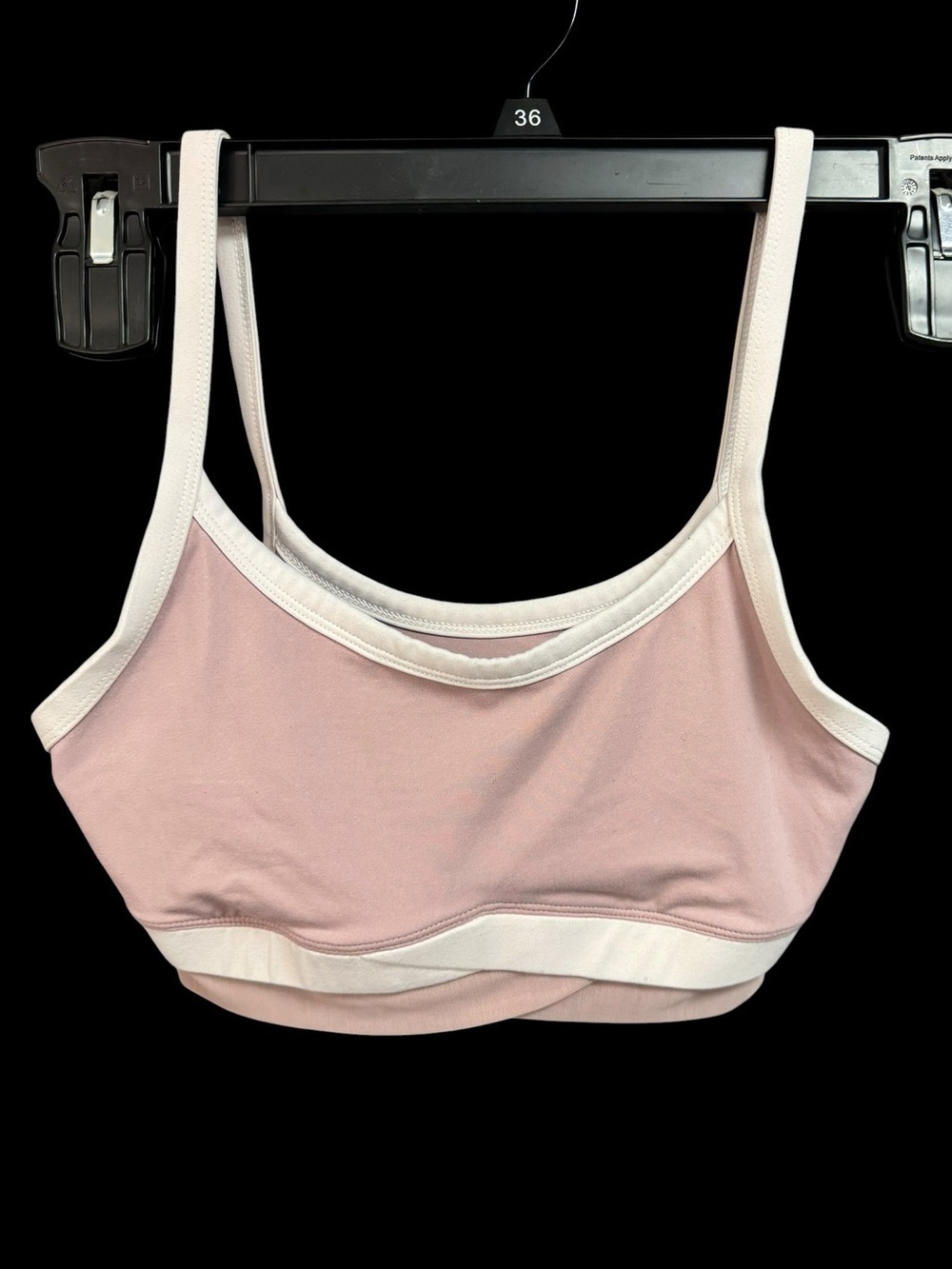 Fabletics Light Pink and White Cropped Sports Bra